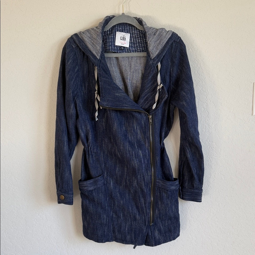 CAbi Dark Blue Hooded Jean Jacket